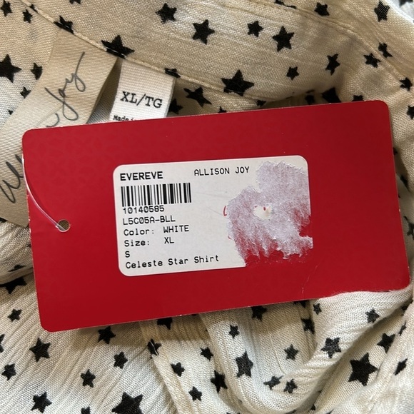 EVEREVE Allison Joy Celeste Star Shirt White Stars Button Down Top Sz XL NEW - Picture 10 of 14
